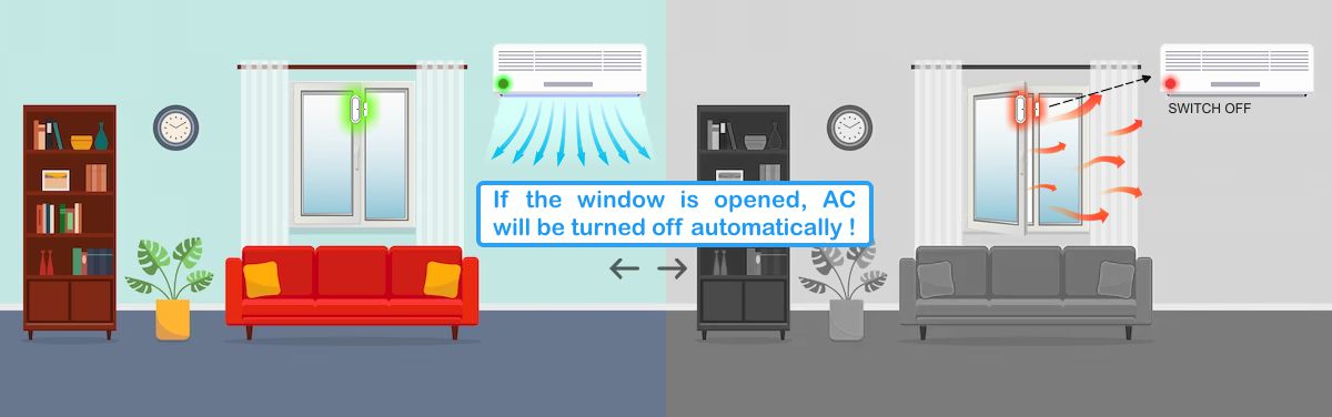 If the window is opened, AC will be turned off automatically!